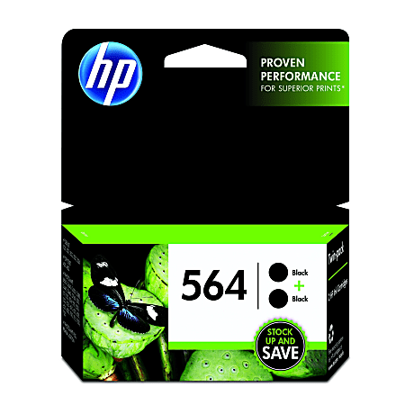 HP 564 Black Ink Cartridges, Pack Of 2, C2P51FN