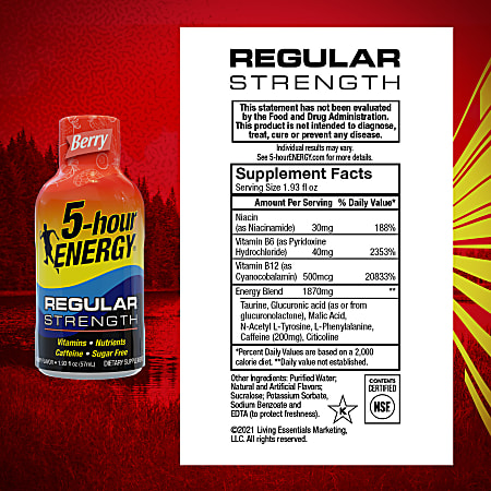 5 hour ENERGY Shot Regular Strength Berry 1.93 Oz - Office Depot