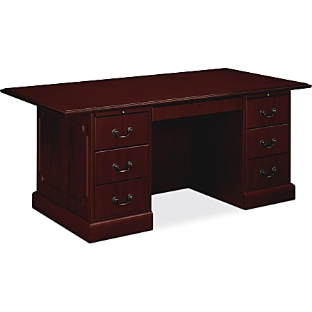 HON® 94000 Series Double-Pedestal Desk, 72"W x 36"H, Mahogany