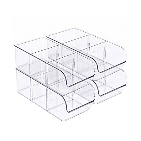 Azar Displays Stackable Storage Bins with Removable Dividers Clear ...