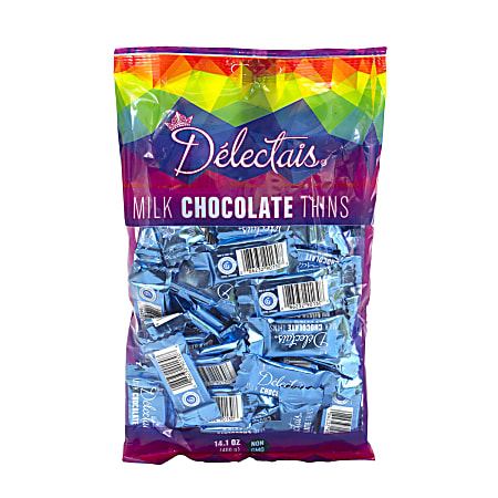 Delectais Milk Chocolate Thins, 14.1 Oz, Blue, Pack Of 2 Bags