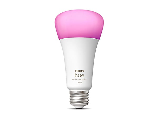 Philips Hue LED Light Bulb 16 W 100 W Incandescent Equivalent Wattage 120 V AC 1600 lm A21 Size White Ambiance Light Color E26 Base 25000 Hour Office Depot