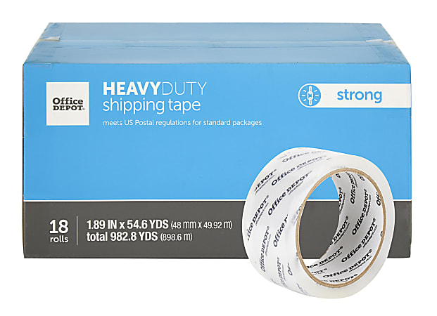 Office Depot® Brand Heavy Duty Shipping Packing Tape, 1.89" x 54.6 Yd, Crystal Clear, Pack Of 18 Rolls