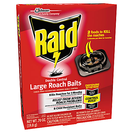 Raid Roach Baits, 0.7 Oz, 8 Baits Per Box, Set Of 6 Boxes