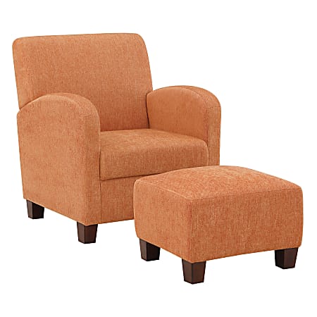Office Star Aiden Chair With Legs And Ottoman, Orange/Espresso