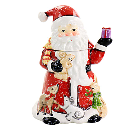 Gibson Home Old Santa Cookie Jar, 9-1/4"H x 7"W x 6-1/4"D, Multicolor