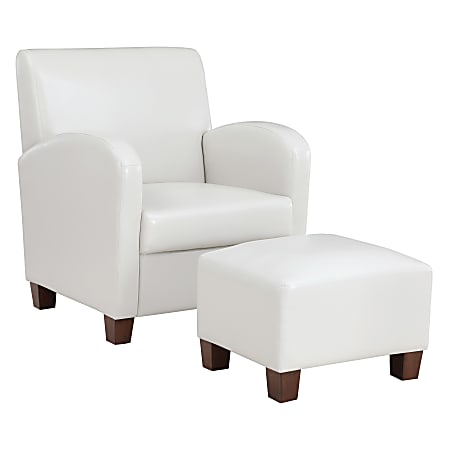 Office Star Aiden Chair With Legs And Ottoman, Cream/Espresso