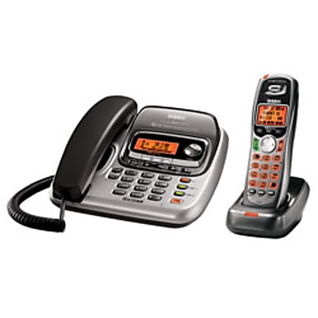 Uniden® TRU9496 5.8GHz Digital 2-Line Corded/Cordless Phone With Answering And Caller ID/Call Waiting, Silver/Black