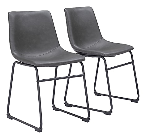 Zuo Modern Smart Dining Chairs, Charcoal/Black, Set Of 2 Chairs