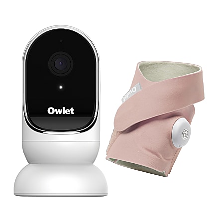 Owlet Dream Duo Smart Baby Monitoring System With Camera And Sock Monitor, 3-1/2”H x 6-1/2”W x 6-1/2”D, Dusty Rose