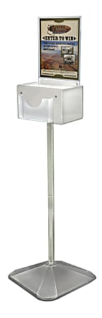 Azar Displays Large Lottery Box With Pocket And Pedestal Stand, 54-1/2”H x 16”W x 16”D, Clear