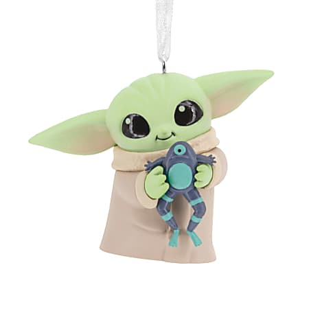 Hallmark Resin Christmas Ornament, 2-3/4” x 2-1/4” x 1”, Star Wars: The Mandalorian Grogu With Frog