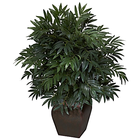 Nearly Natural 35"H Silk Double Bamboo Palm Tree With Planter