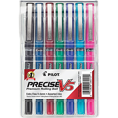 Pilot Precise V5 Liquid Ink Rollerball Pens Extra Fine Point 0.5 mm  Assorted Barrels Assorted Ink Colors Pack Of 7 - Office Depot