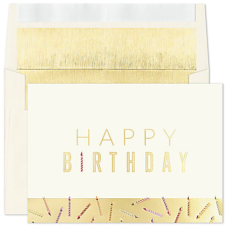 Custom Embellished Birthday Cards And Foil Envelopes, 7-7/8" x 5-5/8", Colorful Candle Wishes, Box Of 25 Cards