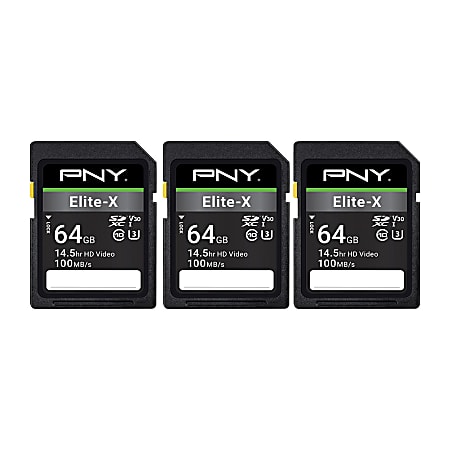 450px x 450px - PNY Elite X Class 10 U3 V30 100 Mbps SDXC Flash Memory Cards 64GB Pack Of 3  Memory Cards - Office Depot