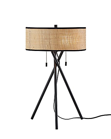 Adesso Bushwick Table Lamp, 60”H, Natural Rattan Shade/Black