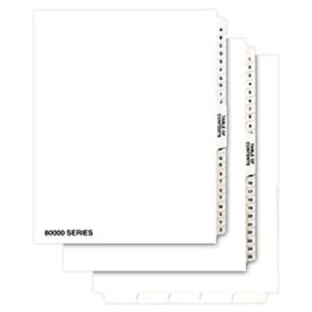 Kleer-Fax 80000 Series 50% Recycled Legal Exhibit Dividers With Table Of Contents Page, Helvetica Bold, Side-Tab, Collated, Letter-Size, 51-75
