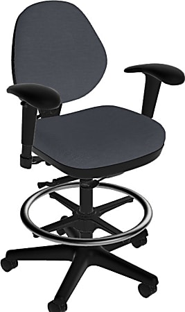 Sitmatic GoodFit Fabric Low-Back Task Stool, With Sync™, 46 1/2"H, Dark Gray/Black