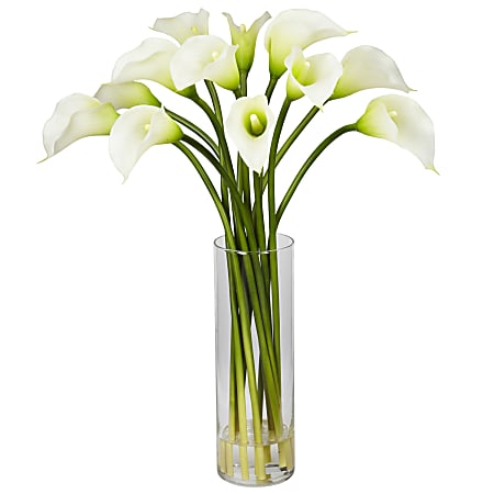 Nearly Natural 20"H Silk Mi Calla Lily Flower Arrangement With Vase