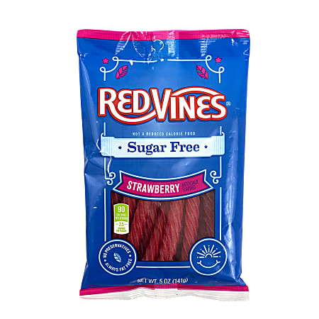 Red Vines Sugar-Free Strawberry Licorice, 5 Oz, Pack Of 6