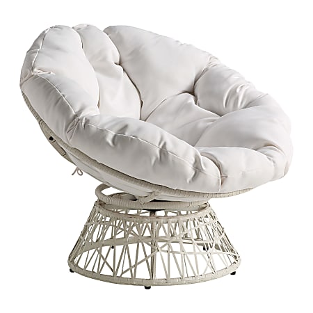 Office Star Wicker Papasan Chair, White
