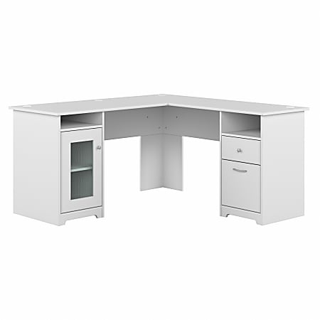 Bush Business Furniture Cabot 60"W L-Shaped Corner Desk, White, Standard Delivery