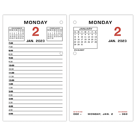 AT-A-GLANCE 2023 RY Daily Loose-Leaf Desk Calendar Refill, Standard, 3 1/2" x 6"