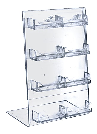 Azar Displays L-Shaped 8-Pocket Business/Gift Card Holders, 11"H x 8-1/2"W x 3"D, Clear, Pack Of 2 Holders