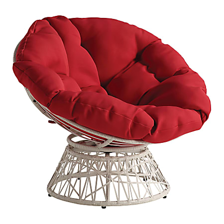 Office Star Wicker Papasan Chair, Red/Cream