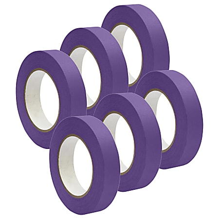 DSS Distributing Premium-Grade Masking Tape, 3" Core, 1" x 55 Yd., Purple, Pack Of 6