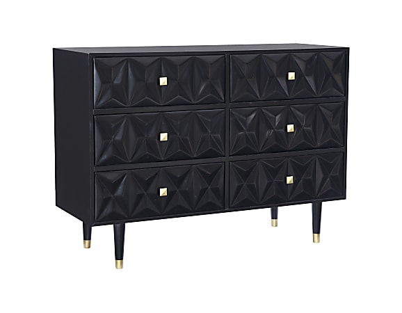Linon Rhodri 6-Drawer Dresser, 36"H x 48"W x 18"D, Black