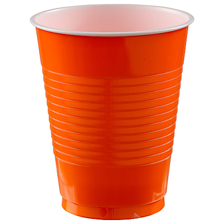 Amscan Plastic Cups, 18 Oz, Orange Peel, Set Of 150 Cups