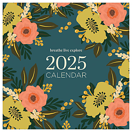 2025 TF Publishing Monthly Wall Calendar, 12” x 12”, Breathe Live Explore, January 2025 To December 2025