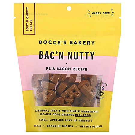 Bocce's Bakery Soft Dog Treats, Peanut Butter & Bacon, 6 Oz, Total Qty 12