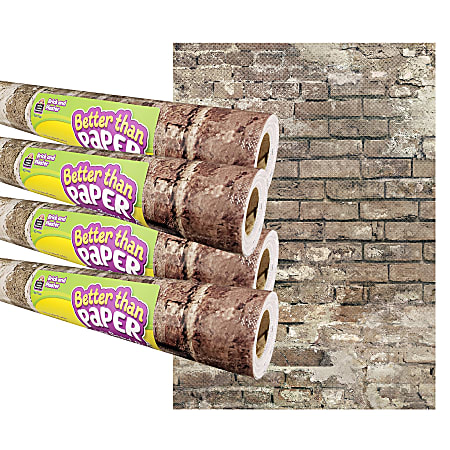 Teacher Created Resources® Better Than Paper® Bulletin Board Paper Rolls, 4' x 12', Brick and Plaster, Pack Of 4 Rolls