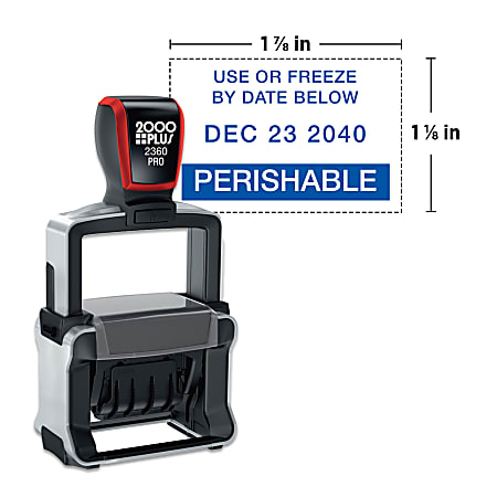 Custom 2000 Plus® PrintPro™ Self-Inking Date Stamp, Heavy Duty, 2360D/Rectangle, 1-1/8" x 1-11/16", 1- Or 2-Color