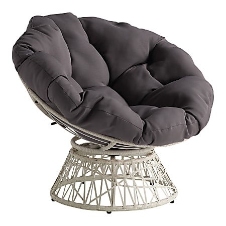 Office Star Wicker Papasan Chair, Gray/Cream