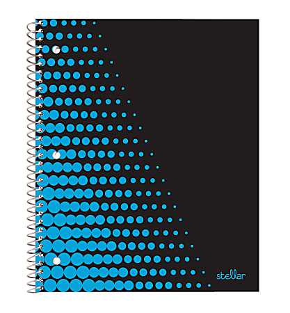 Office Depot® Brand Stellar Poly Notebook, 9" x 11", 1 Subject, College Ruled, 80 Sheets, Neon Blue