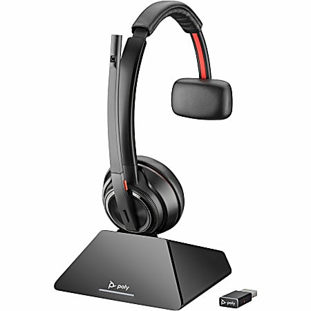 Poly Savi 8210 UC Microsoft Teams Certified DECT 1920-1930 MHz USB-A Headset - Mono - Wireless - Bluetooth/DECT - 590.6 ft - 20 Hz - 20 kHz - On-ear, Over-the-head - Monaural - Ear-cup - Omni-directional, Noise Cancelling Microphone