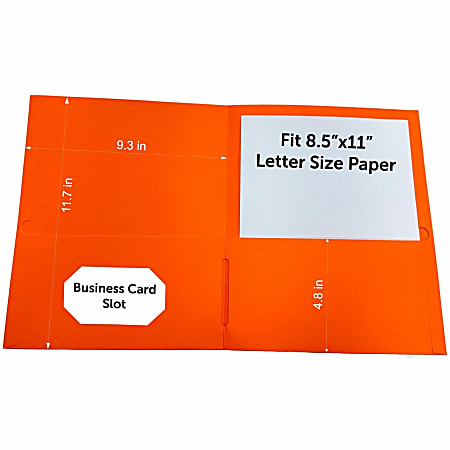 Sparco Leatherette Portfolio, 8-1/2" x 11", 2 Pocket, Orange, Box of 25