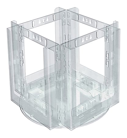 Azar Displays 4-Pocket Acrylic Revolving Bifold Brochure Holder, 9"H x 9-1/2"W x 9-1/2"D, Clear