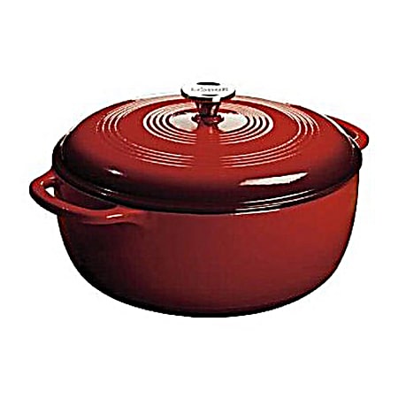 LODGE Dutch Oven With Lid 7.5 Qt 6 18 H x 12 58 W x 13 38 D Island Spice  Red - Office Depot