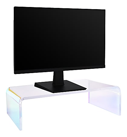 Realspace® Acrylic Monitor Stand, 4"H x 15"W x 7-1/2"D, Clear/Iridescent