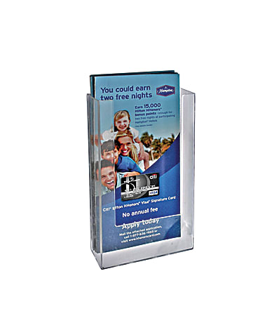 Azar Displays Trifold Wall-Mount Brochure Holders, 7-7/8"H x 4-3/8"W x 1-1/2"D, Clear, Pack Of 10 Holders