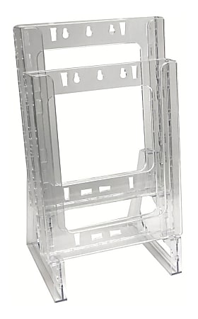 Azar Displays 2-Tier Modular Letter Brochure Holders, 15-1/2"H x 9"W x 7-1/4"D ,Clear, Pack Of 2 Holders