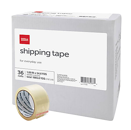 Office Depot® Brand Shipping Packing Tape, 1.89" x 54.6 Yd., Clear, Box Of 36 Rolls