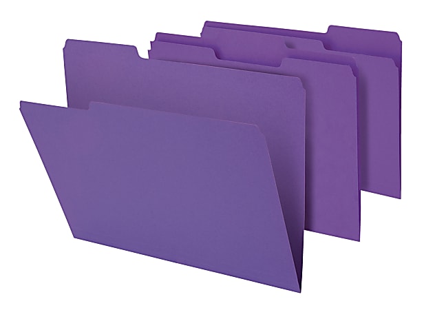 Office Depot® Brand Heavy-Duty Top-Tab File Folders, 3/4" Expansion, Letter Size, Purple, Pack Of 18 Folders