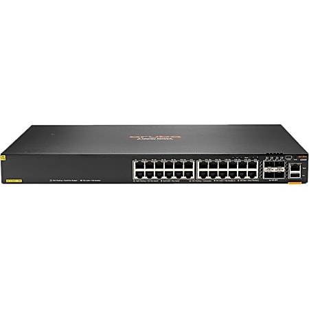 Aruba 6200F 24G Class4 PoE 4SFP+ 370W Switch - 24 Ports - Manageable - 3 Layer Supported - Modular - 65 W Power Consumption - 370 W PoE Budget - Twisted Pair, Optical Fiber - PoE Ports - Rack-mountable - Lifetime Limited Warranty