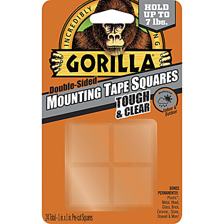 Gorilla Tough & Clear Mounting Squares - 1" Length x 1" Width - 1 / Pack - Clear